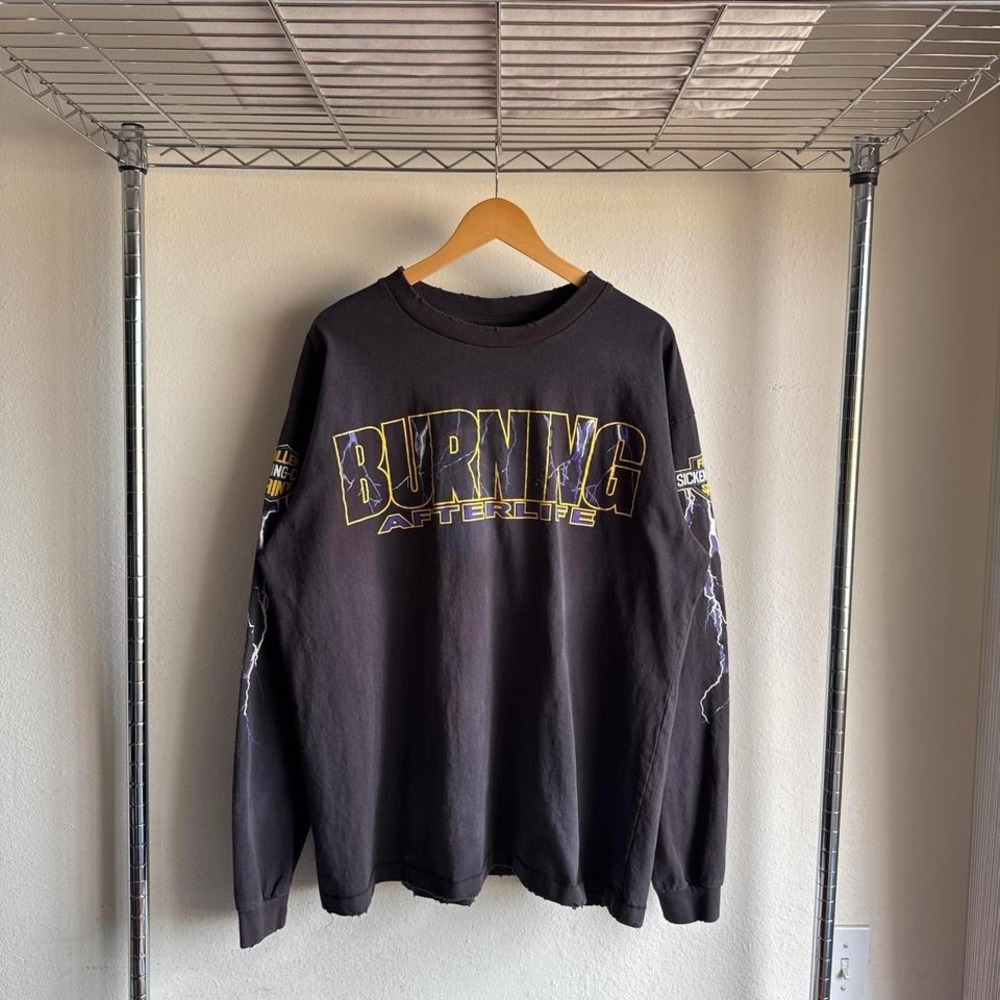 Vintage Saint Michael Burning Afterlife Graphic Long Sleeve Y2K Biker Shirt XL